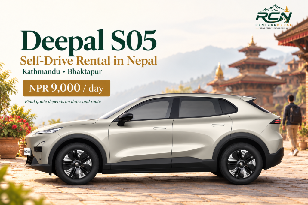 Deepal S05 rental promotional banner for Rent Car Nepal