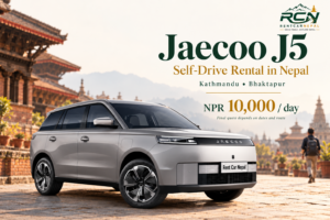 Jaecoo J5 rental promotional banner for Rent Car Nepal