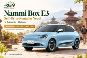 Nammi Box E3 rental promotional banner for Rent Car Nepal