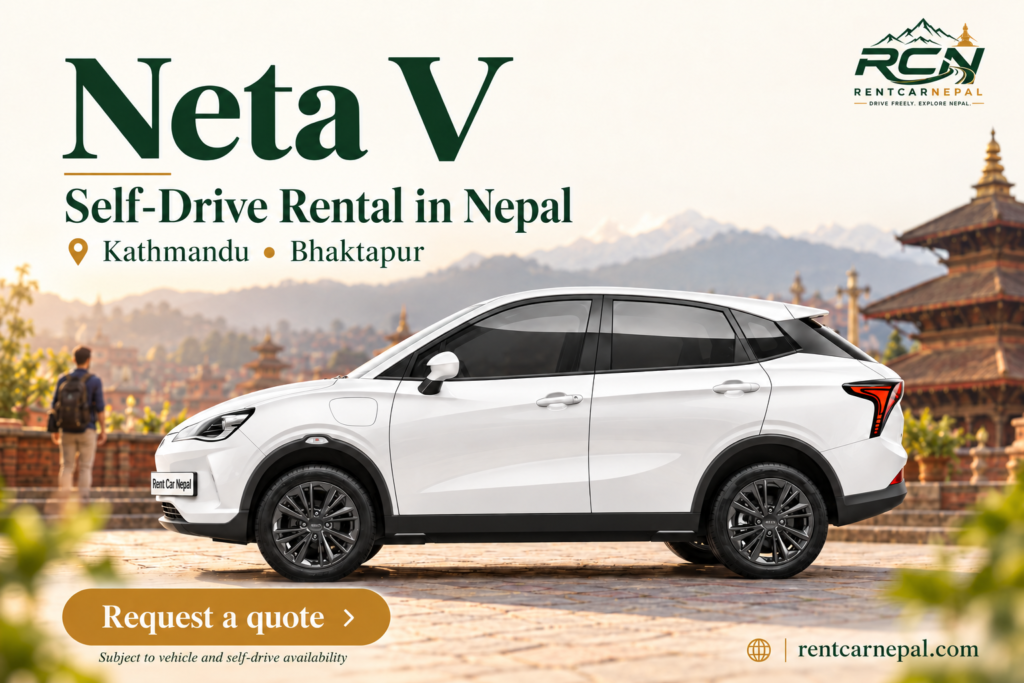 Neta V rental promotional banner for Rent Car Nepal