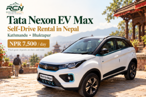 Tata Nexon EV Max rental promotional banner for Rent Car Nepal