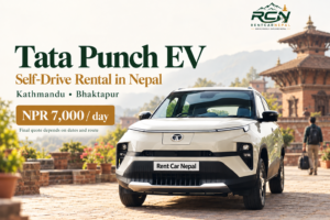 Tata Punch EV rental promotional banner for Rent Car Nepal